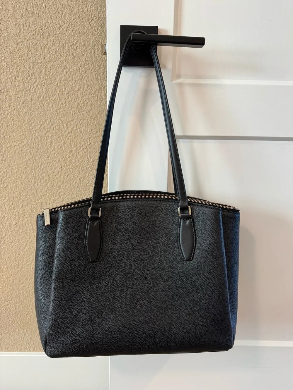 kate spade Black Pebbled Leather Double-Handle Tote